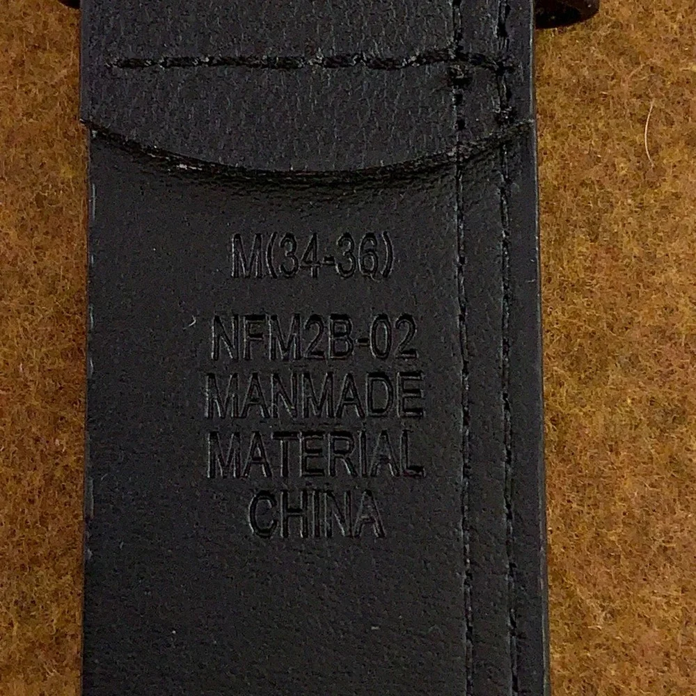 No Fear Mens Medium 34-36 Black NFM2B-02 Faux Leather Logo Buckle Belt New